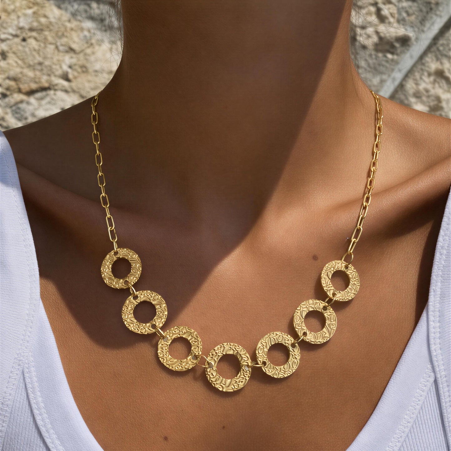 Collar argollas martilladas - 41 cm