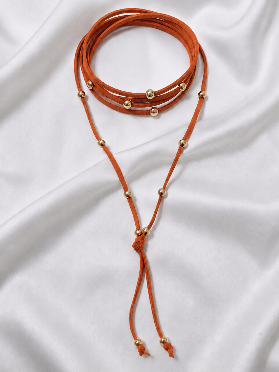 Collar Gamuza naranja con nudo - 1.80 mts