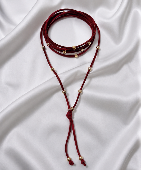 Collar Gamuza burdeo con nudo - 1.80 mts