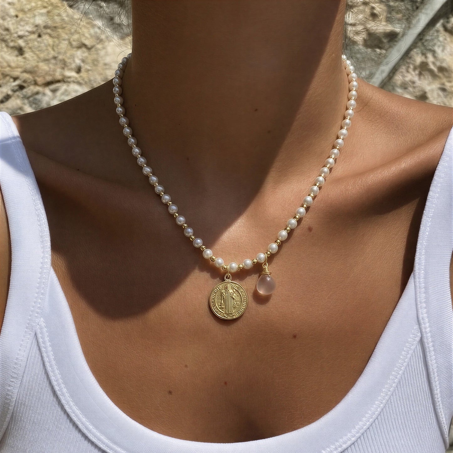Collar - Piedras natural: Shell - 43 cm