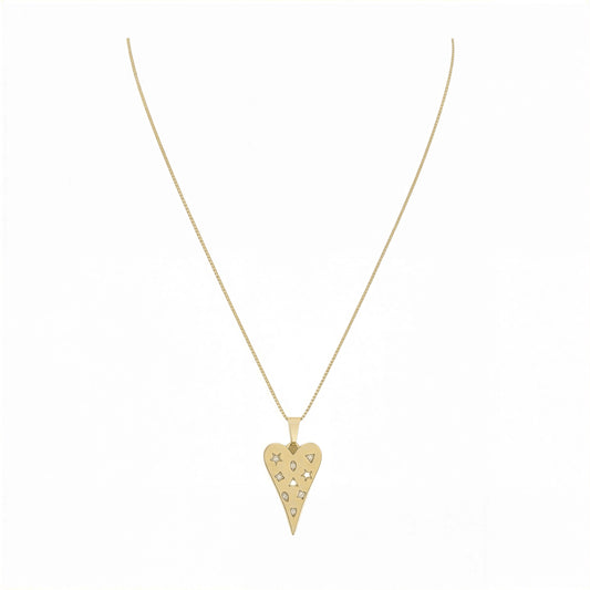 Collar corazón con circón - 47 cm