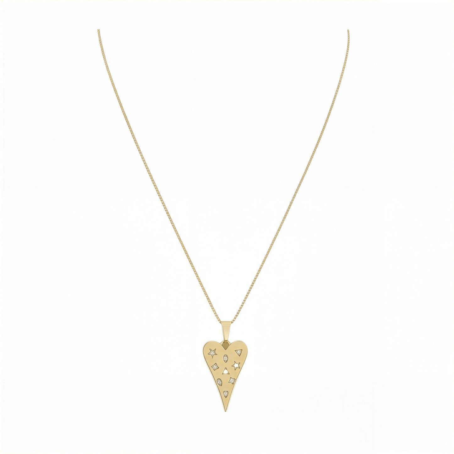 Collar corazón con circón - 47 cm