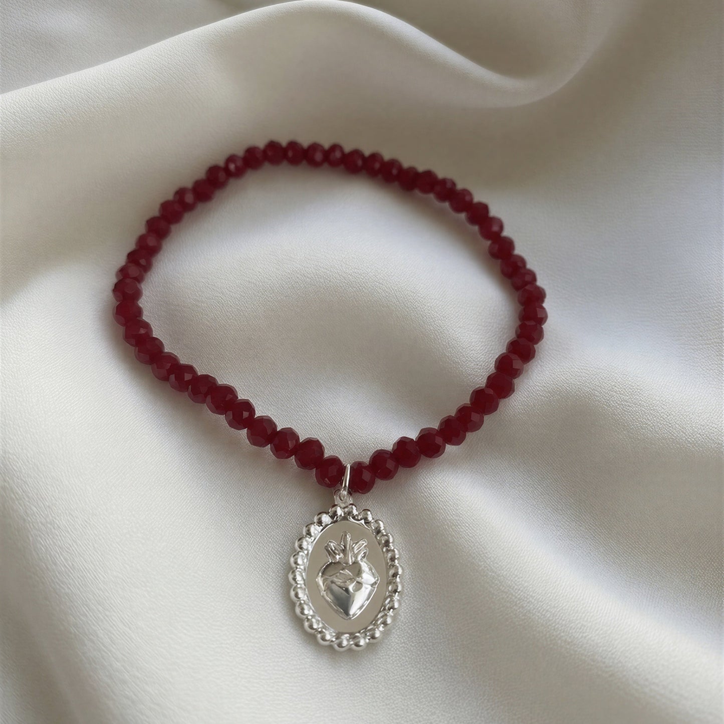 Pulsera elasticada - Micro cristal - Corazón de jesus