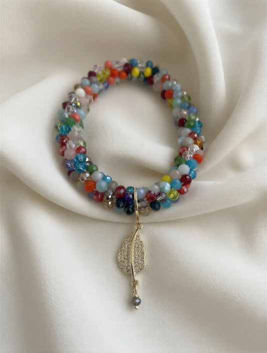 Pulsera elasticada - cristal multicolor