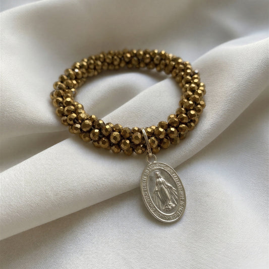 Pulsera elasticada - cristal color ocre