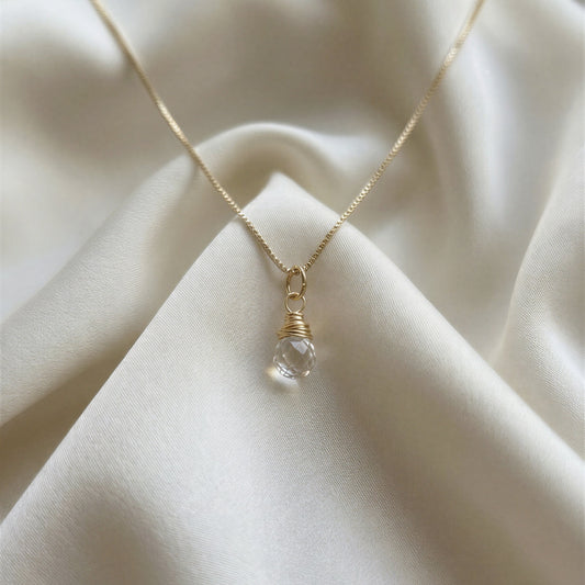 Collar Veneciana - Piedra natural: Cuarzo cristal - 45 cm