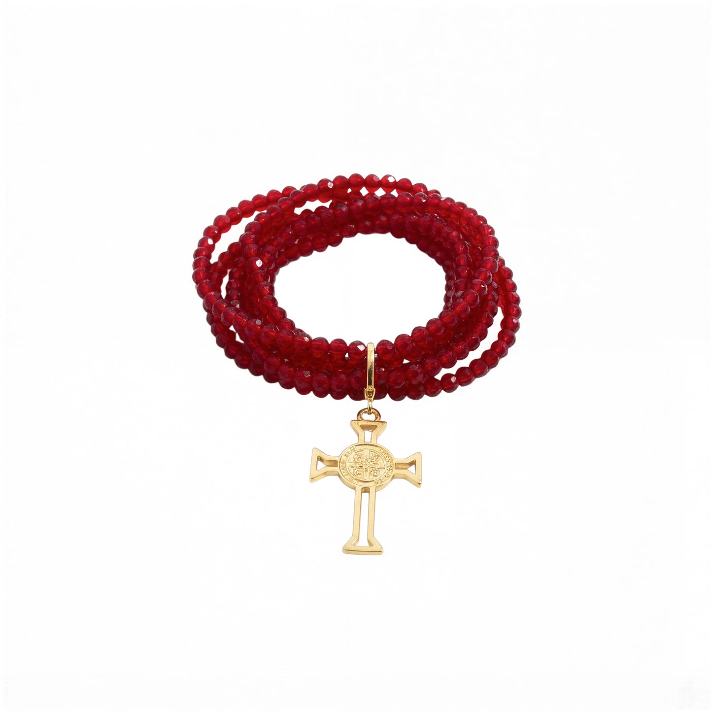Pulsera elasticada - Cristal facetado rojo