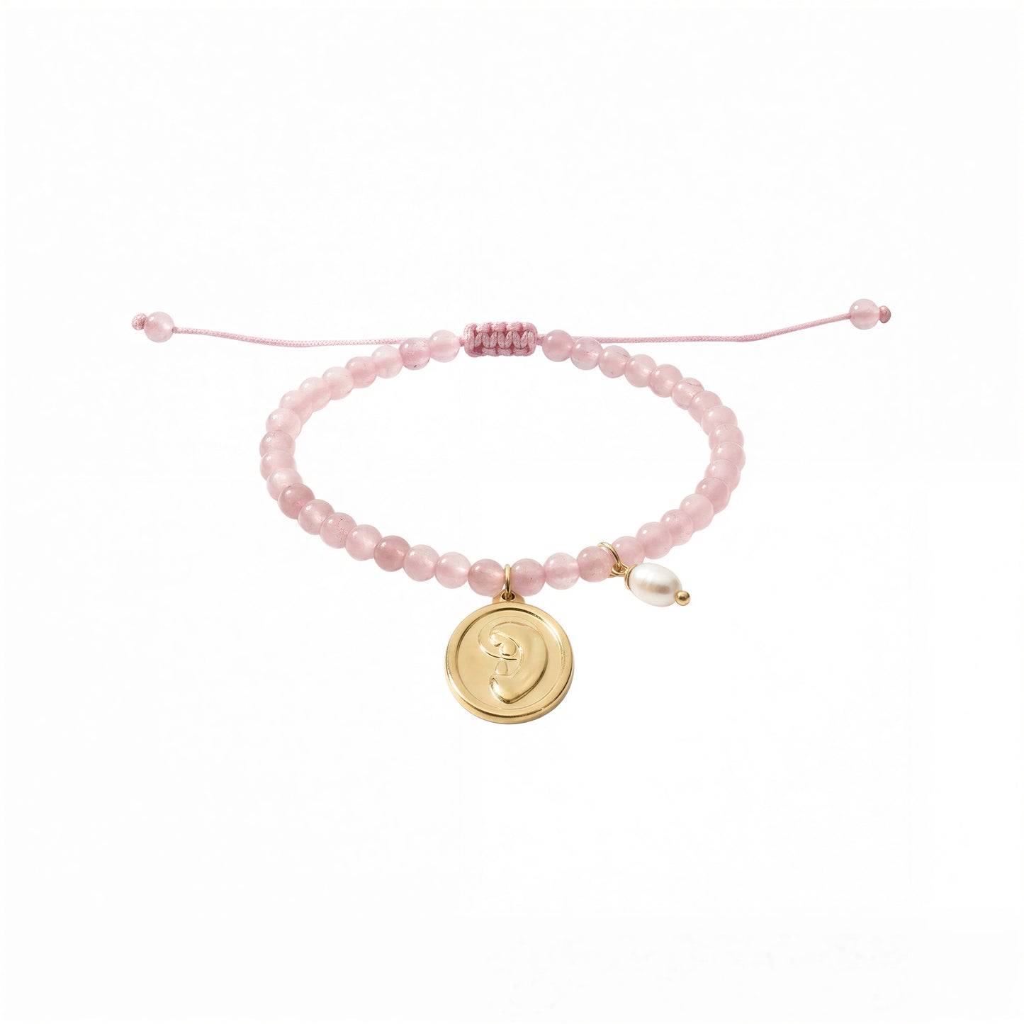 Pulsera macramé - Piedra natural: cuarzo rosa