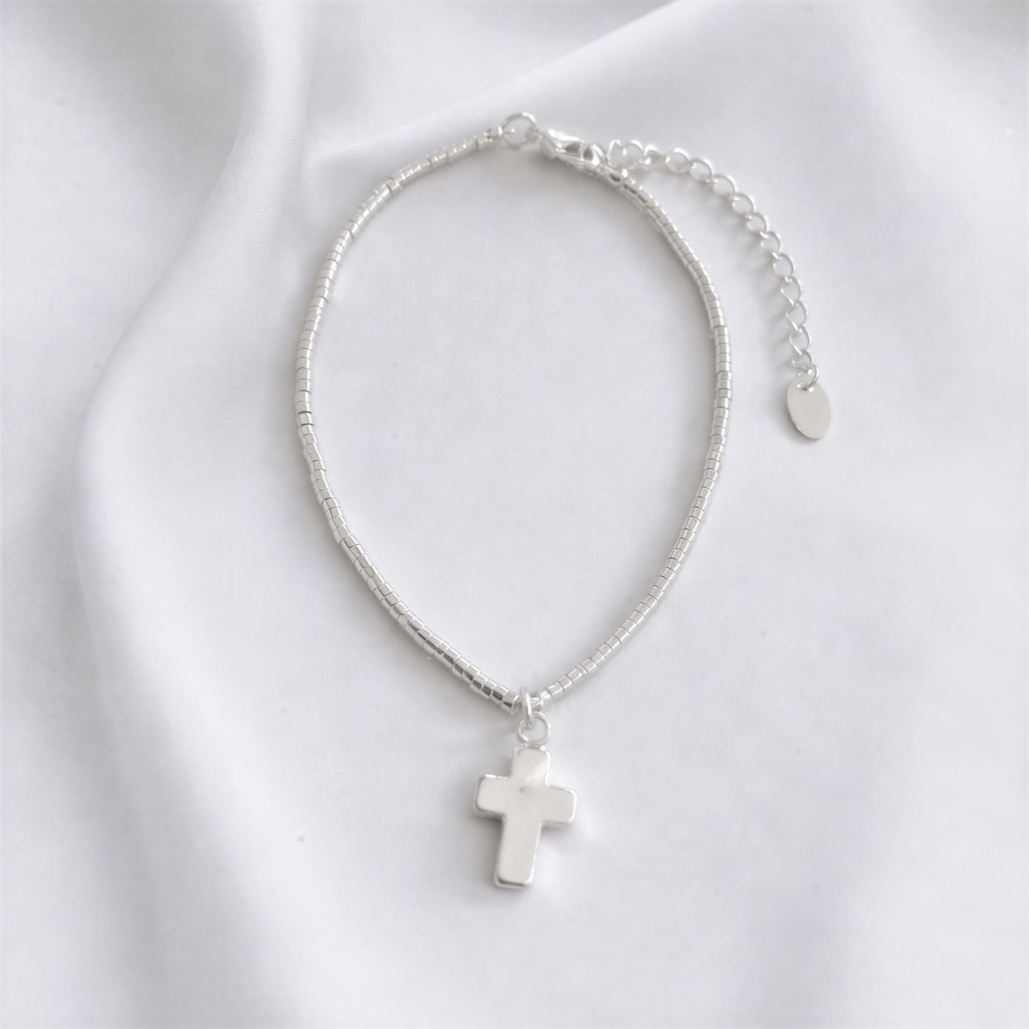 Pulsera mostacilla - Cruz- 19 cm