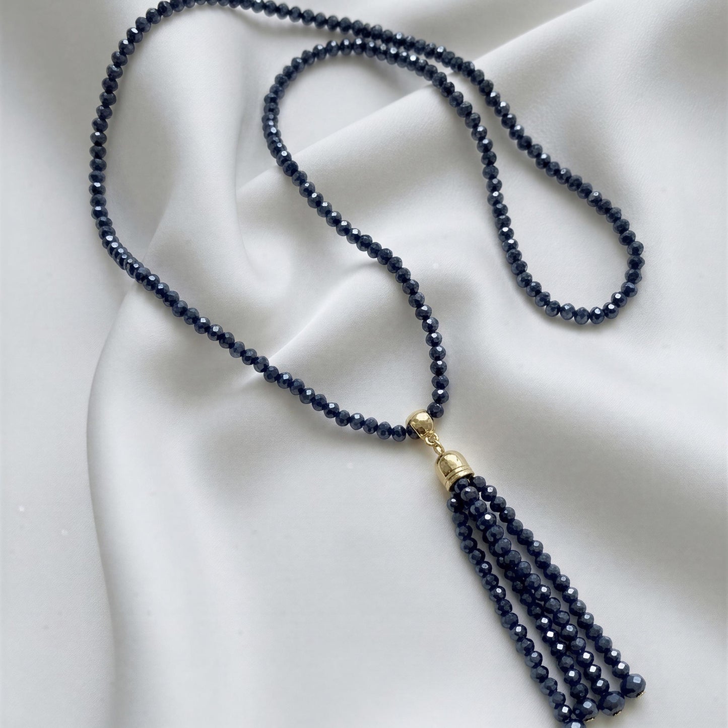 Collar largo de cristal azul - 45 cm