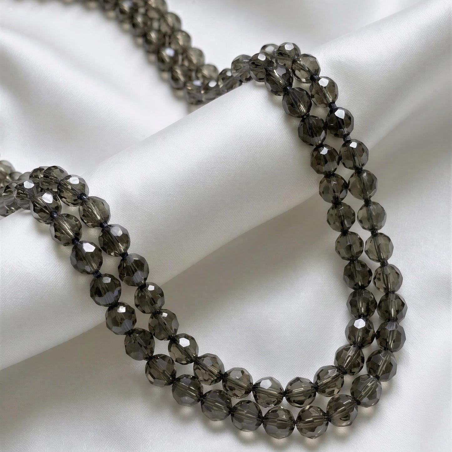 Collar cristal con nudos color fumé - 1.10 mtrs