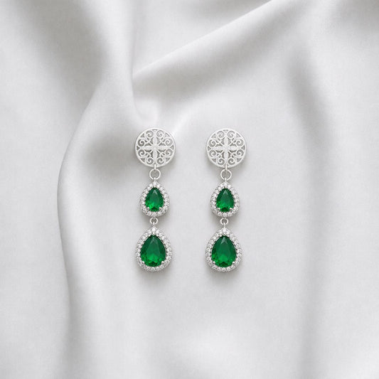 Aro mándala con cristal verde y micro circones – 42 mm