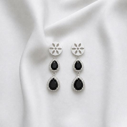 Aro mándala con cristal negro y micro circones – 42 mm