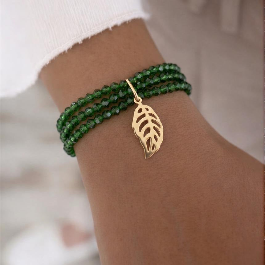 Pulsera elasticada - Cristal facetado verde