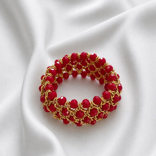 Brazalete elasticado de cristal facetadorojo
