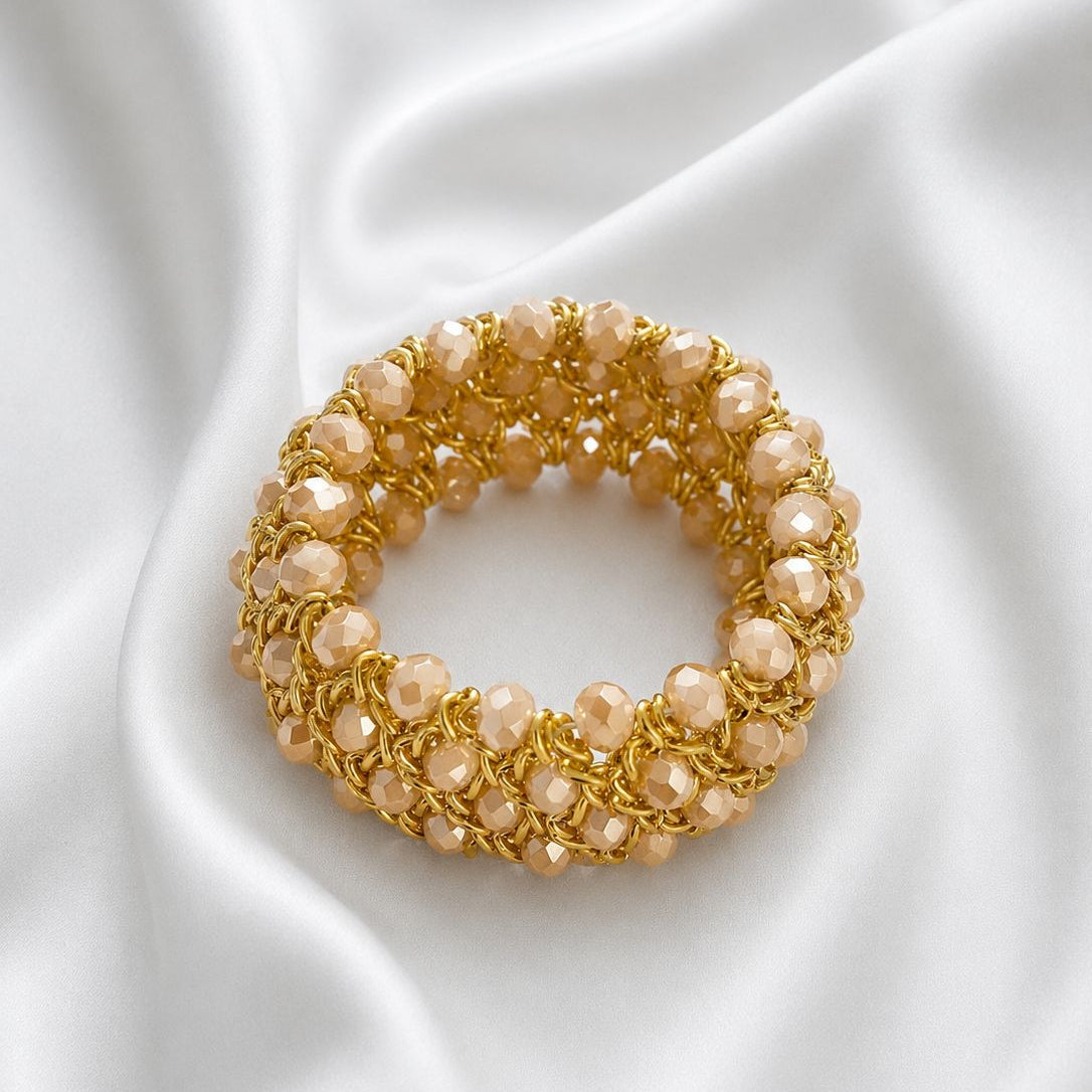 Brazalete elasticado de cristal facetado nude