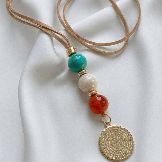 Collar Gamuza bege con nudo - 45 cm