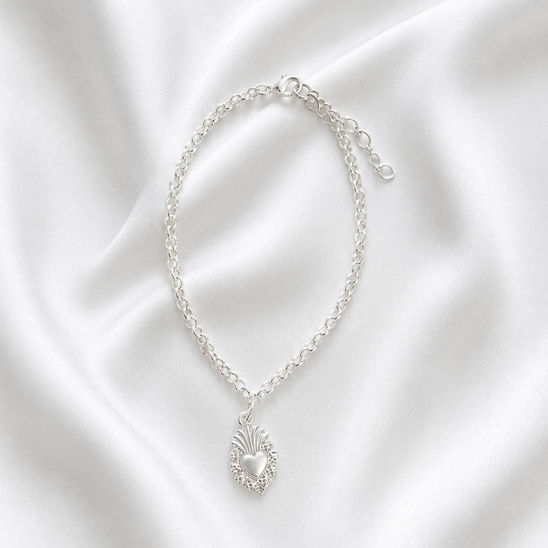 Pulsera rolo con medalla de corazón detente - 18 cm