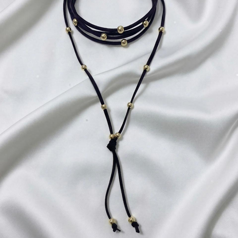 Collar Gamuza negro con nudo - 1.80 mts