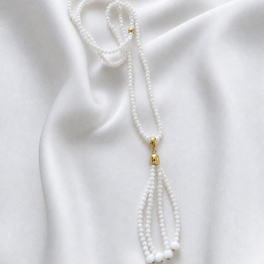 Collar largo de cristal blanco - 45 cm