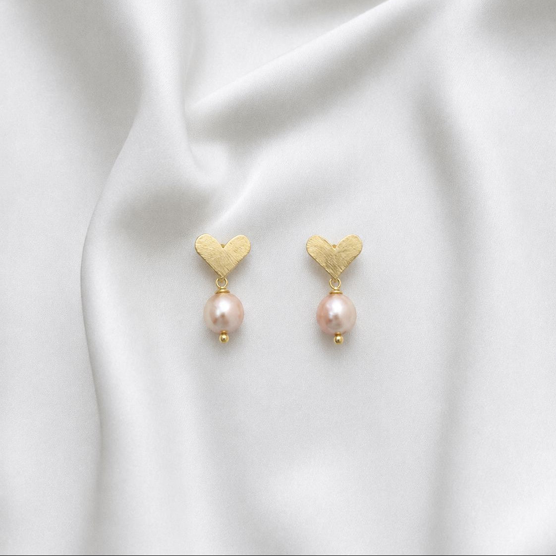 Aro corazón- Piedra natural Shell rosa - 21 mm