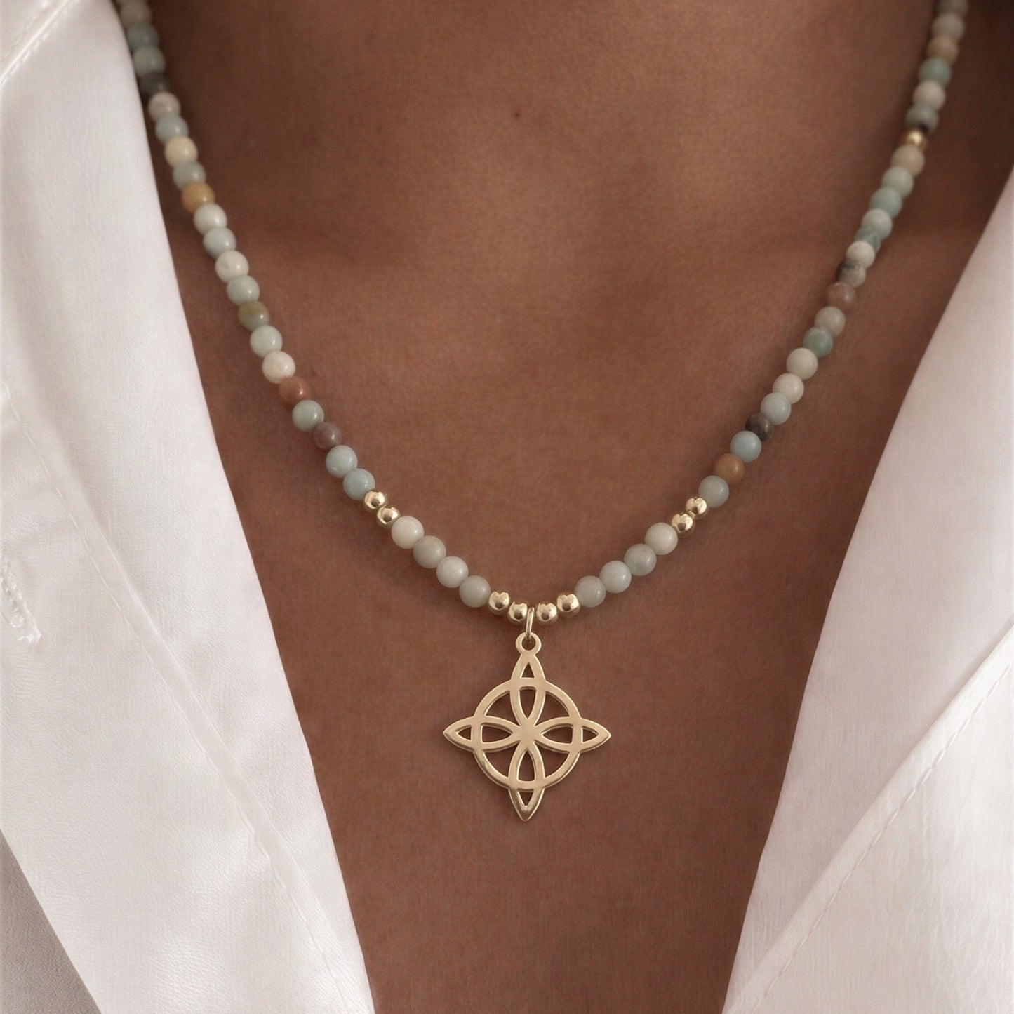 Collar nudo - Piedra natural: amazonitas- 40 cm