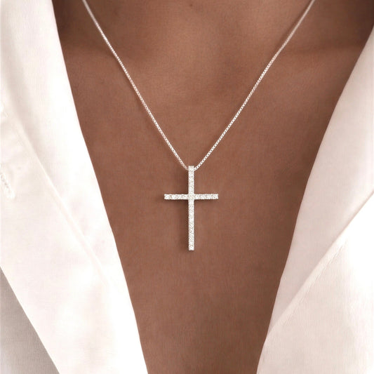 Collar cruz circón - 46 cm