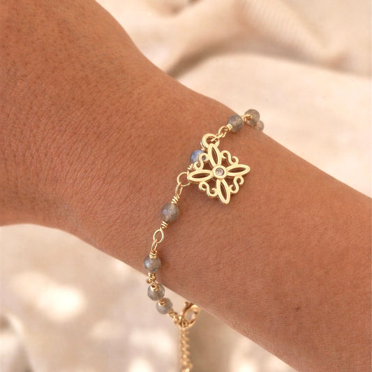 Pulsera entorchado - Piedra natural: Labradorita- 18 cm