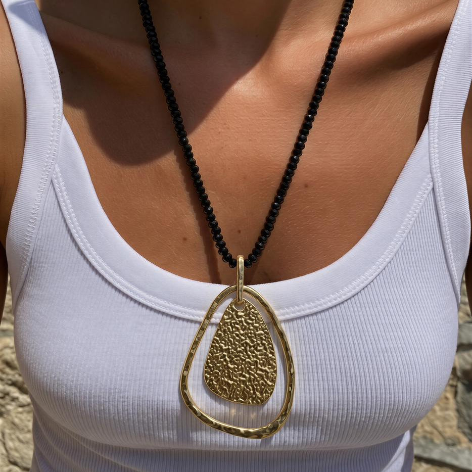 Collar largo - Cristal negro - 84 cm