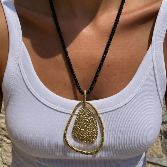 Collar largo - Cristal negro - 84 cm