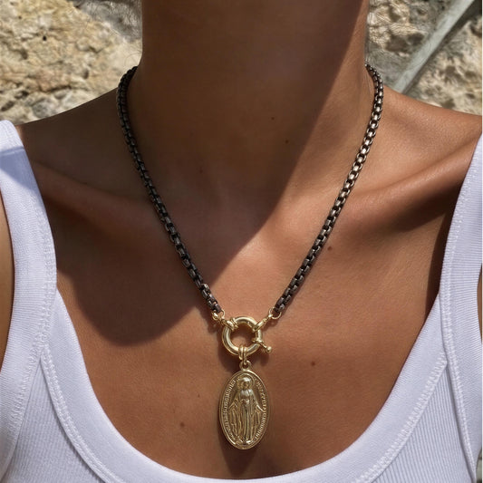 Collar plata envejecida - 47 cm