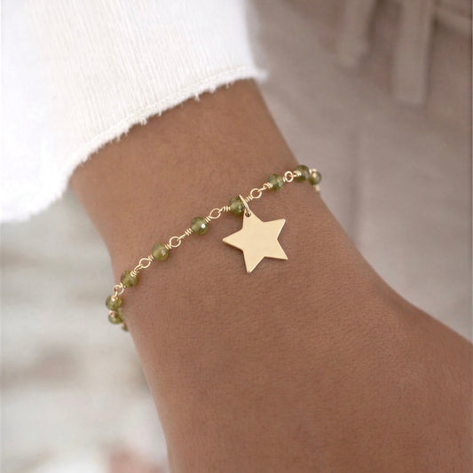 Pulsera entorchado - Piedra natural: Peridoto - 18 cm