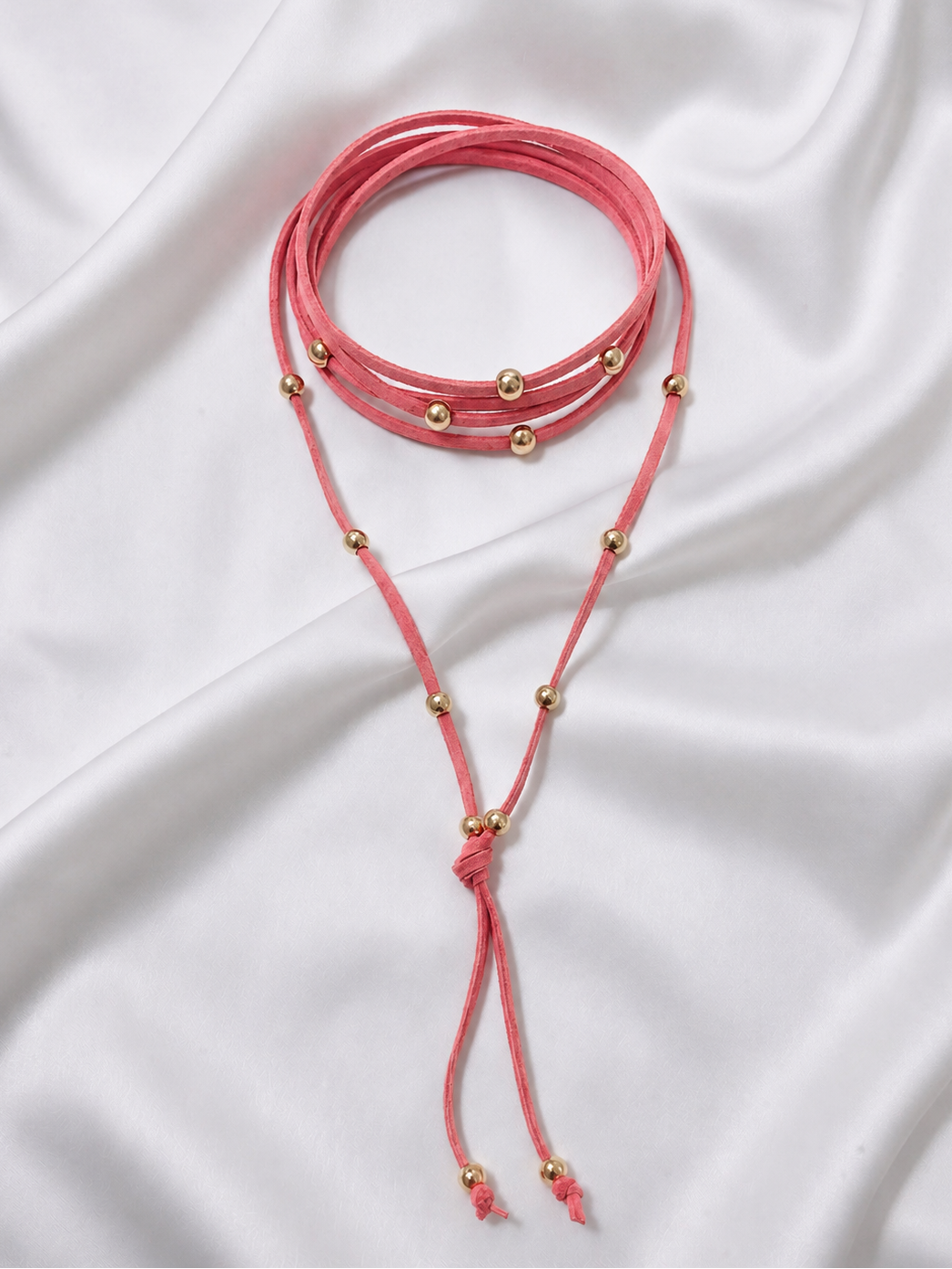 Collar Gamuza rosado con nudo - 1.80 mts