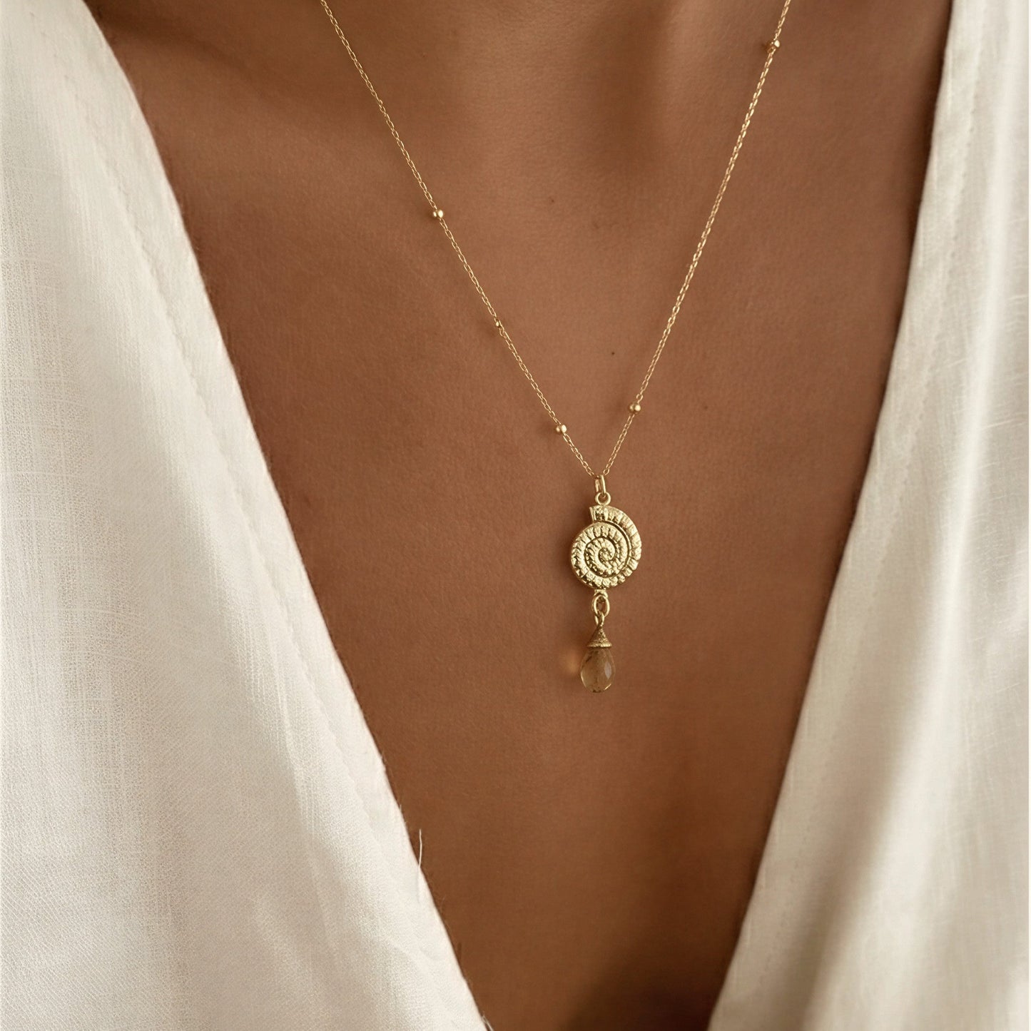 Collar caracol - Piedra natural: citrino - 45 cm