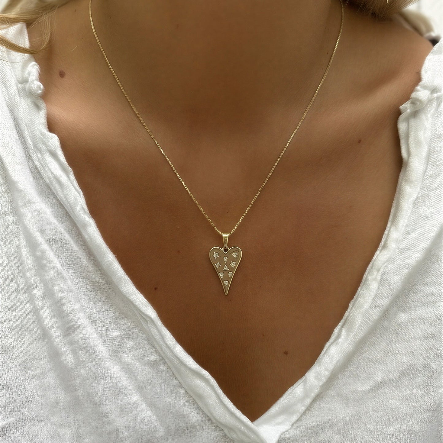 Collar corazón con circón - 47 cm