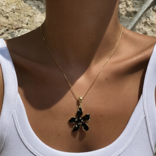 Collar Flor negro - 45 cm