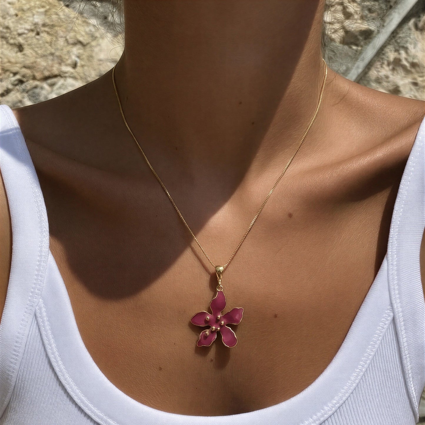 Collar Flor fucsia - 45 cm