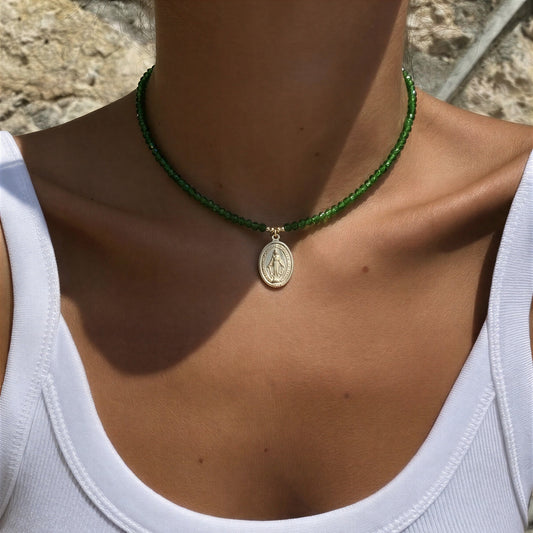 Chocker micro cristal verde - 41 cm