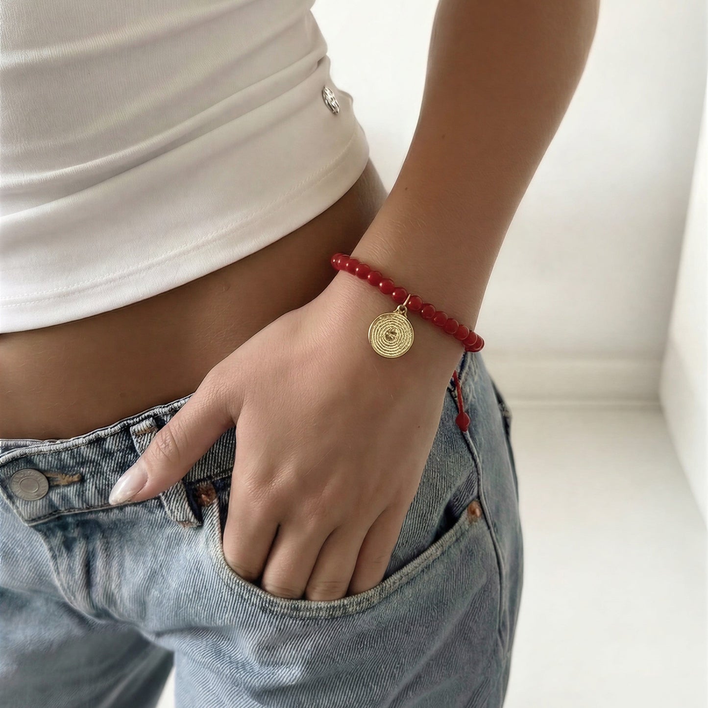 Pulsera macramé - Piedra natural: jade