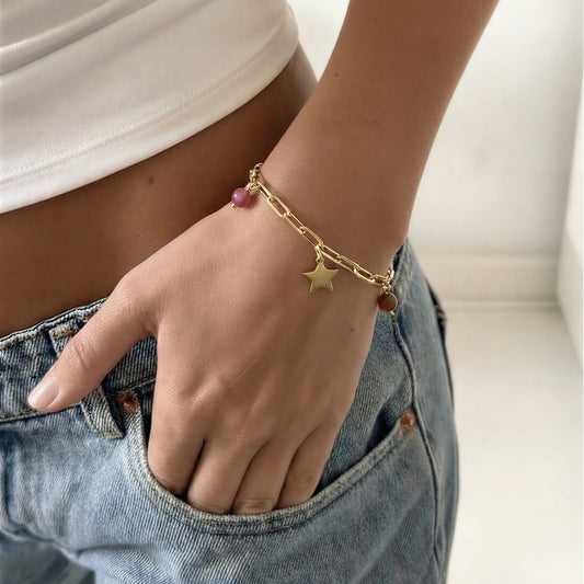 Pulsera - Piedra natural: turmalina - 18 cm