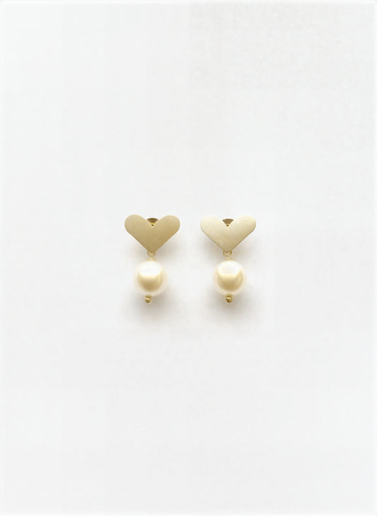 Aro corazón- Piedra natural Shell  blanca - 21 mm
