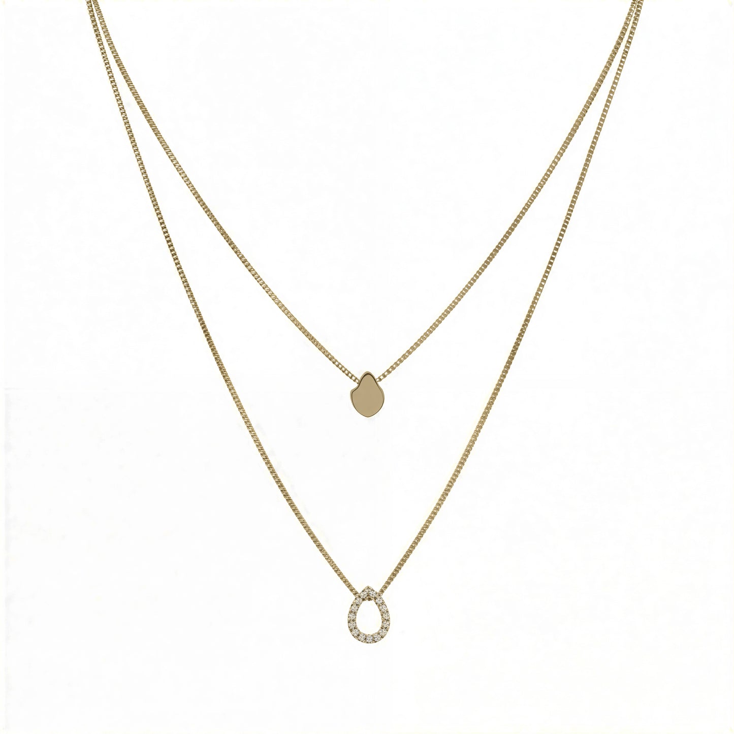 Collar doble con circón - 40 cm