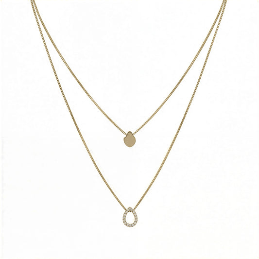 Collar doble con circón - 40 cm