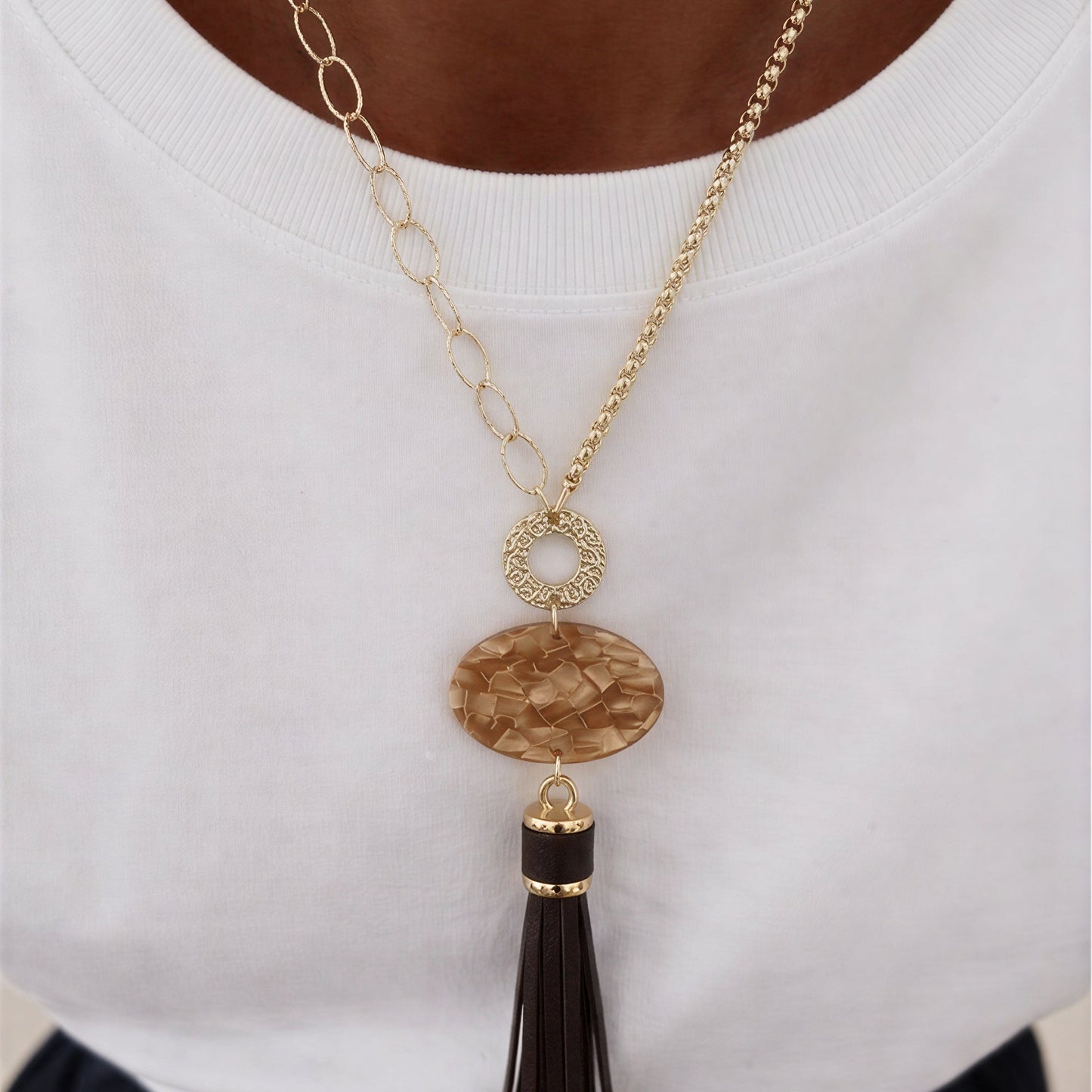 Collar cadena mixta ovalada y rigurosa – 67 cm