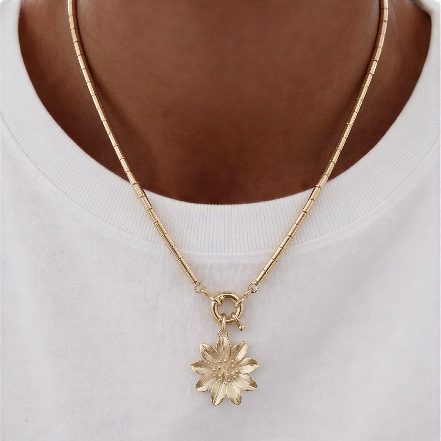 Collar mostacilla - Flor maciza - 45 cm