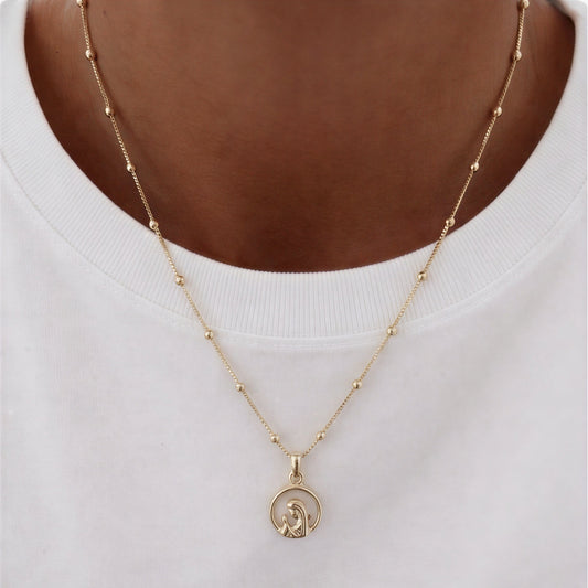 Collar pelotita - Virgen nácar - 45 cm