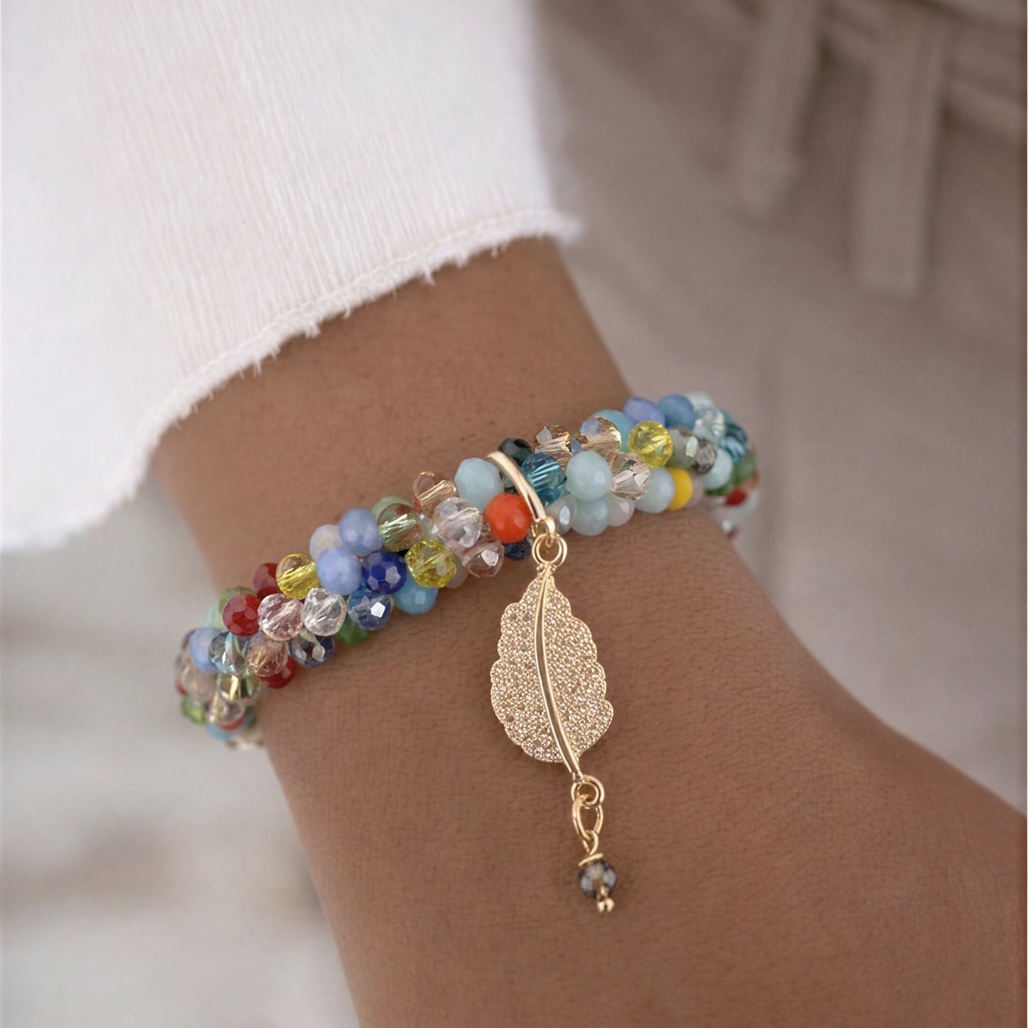 Pulsera elasticada -  cristal multicolor