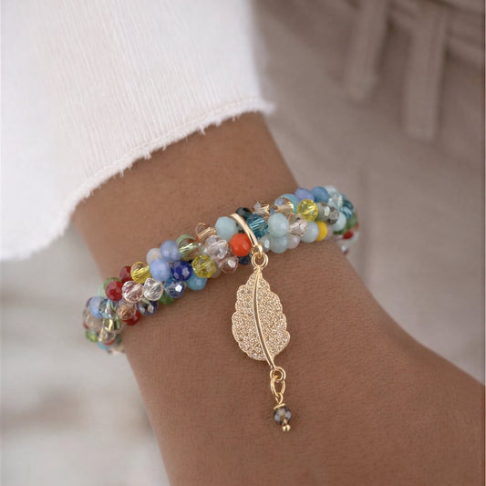 Pulsera elasticada -  cristal multicolor