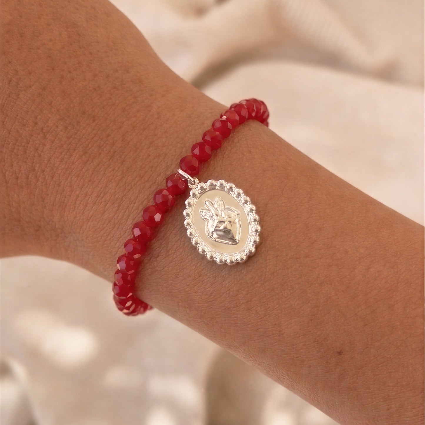 Pulsera elasticada - Micro cristal - Corazón de jesus
