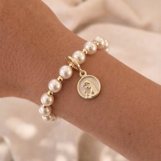 Pulsera elasticada - Piedra natural: shell
